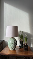 Anna-Lisa Thomson Green Ceramic Table Lamp for Upsala-Ekeby. 1940s.