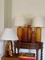 Mid-Century Glass Table Lamp in amber tone, 1960s.