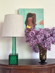 Mid-Century Glass Table Lamp in Green, 1960s.