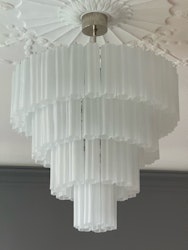 Murano Chandelier • TUBULAR • XXL • white matte glass