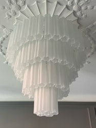 Murano Chandelier • TUBULAR • XXL • white matte glass