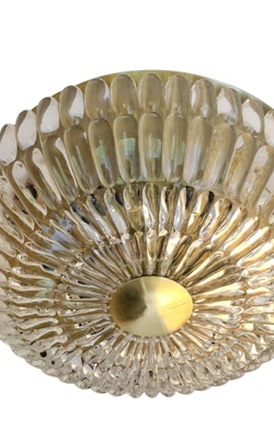 Orrefors Crystal Petal Flush Mount with brass fittings