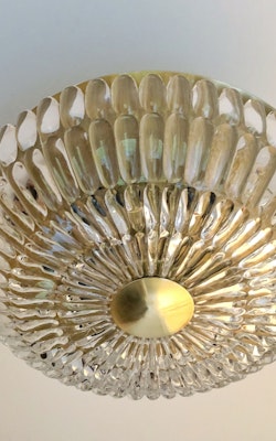 Orrefors Crystal Petal Flush Mount with brass fittings