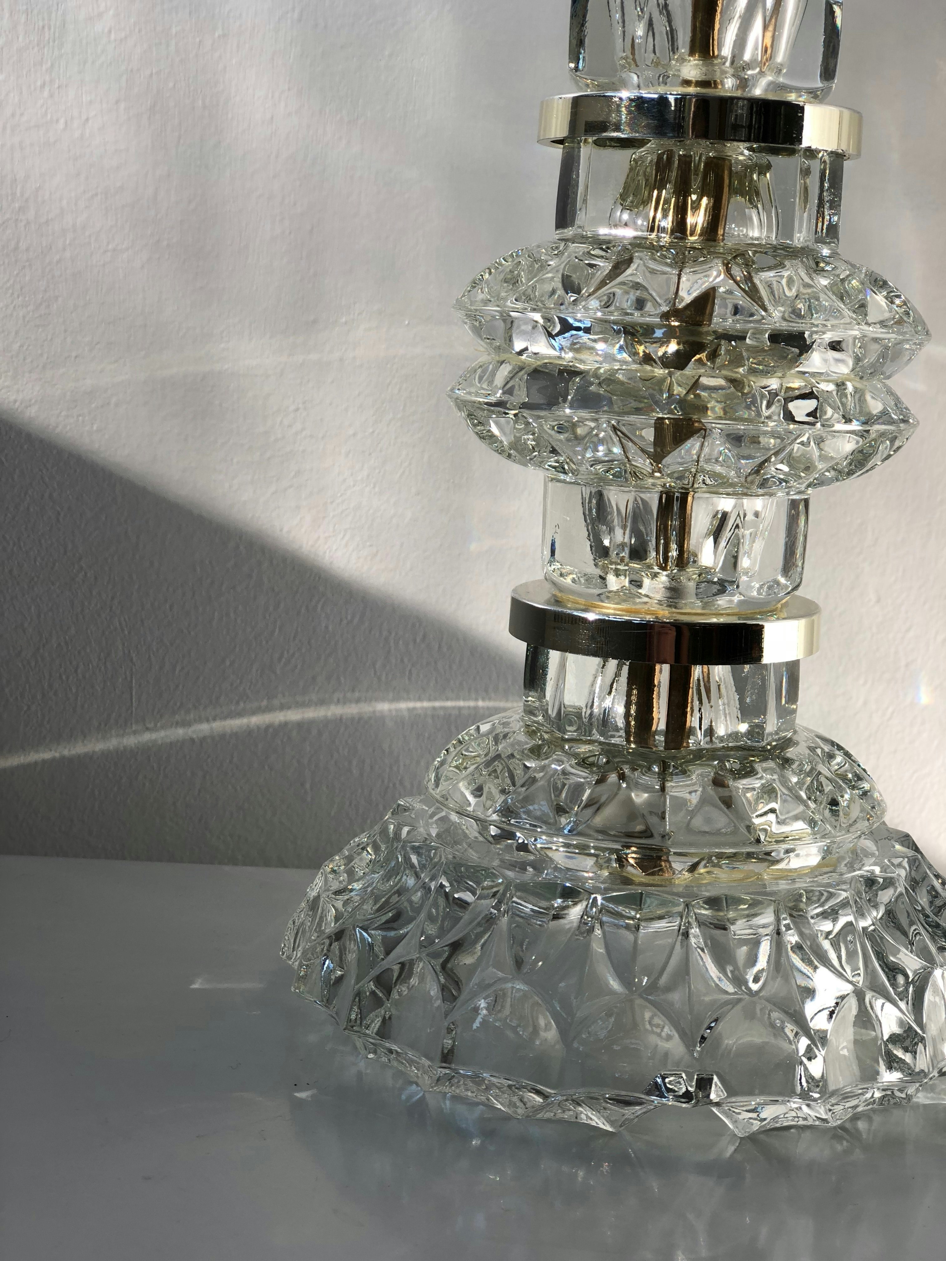 Orrefors Table Lamp Cut Glass and Nickel