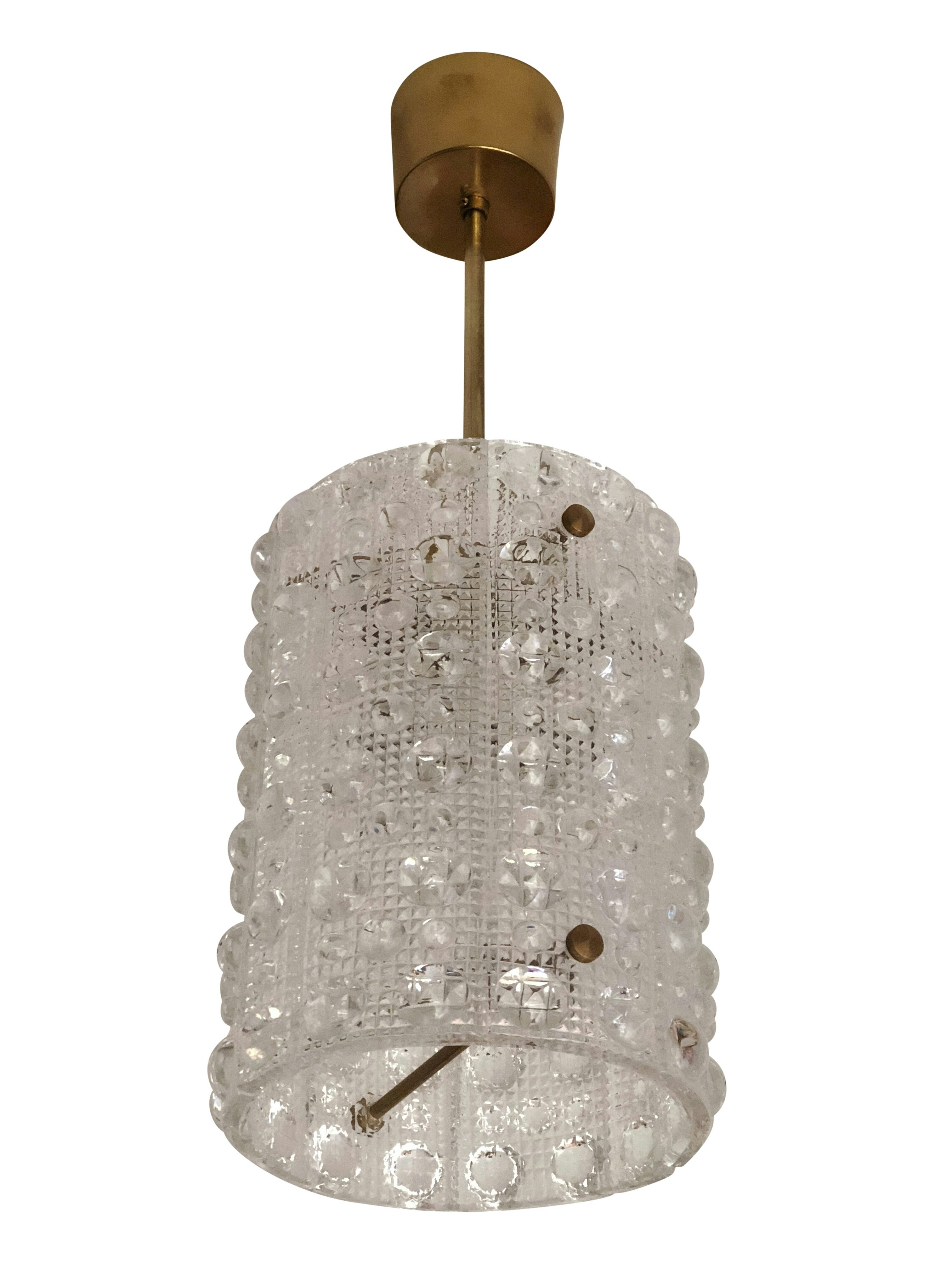 Orrefors Textured Crystal Pendant Light