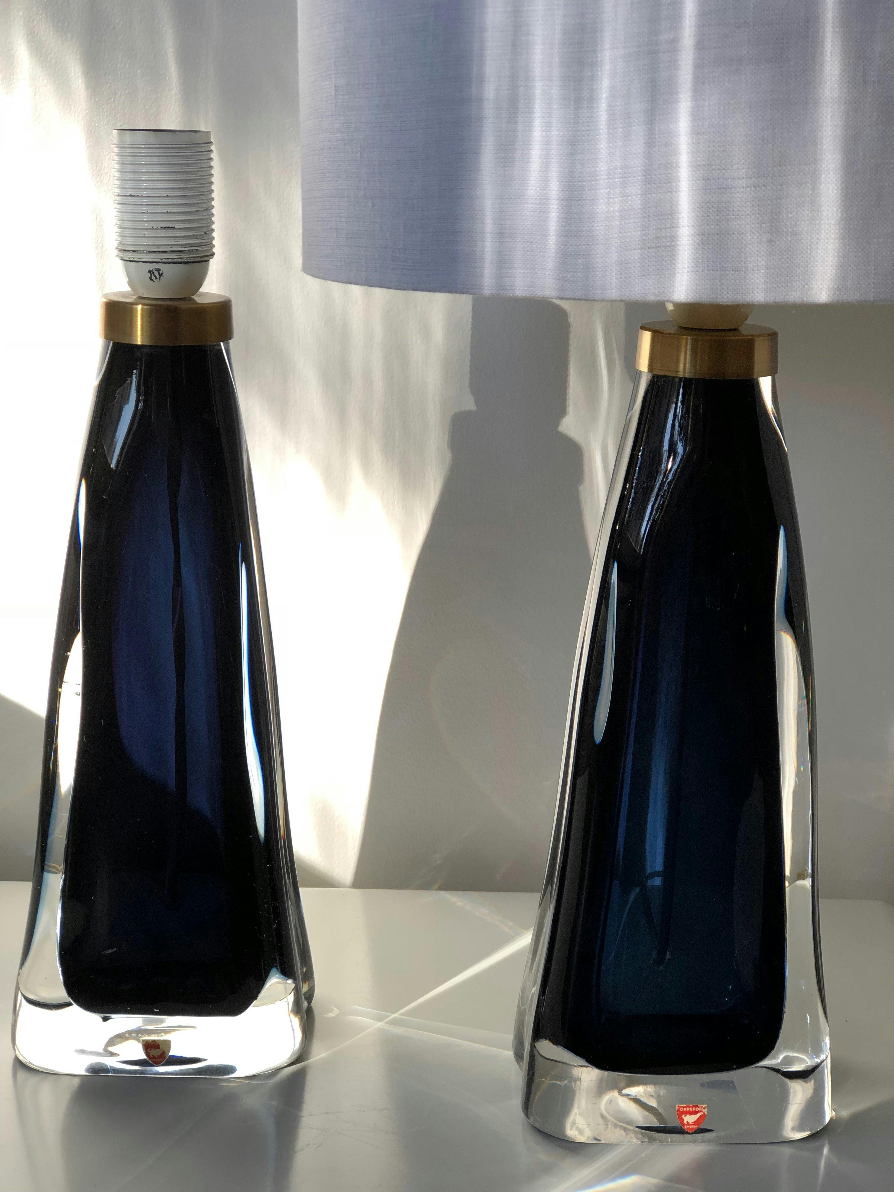 Orrefors pair of Crystal Table Lamps model RD-1323