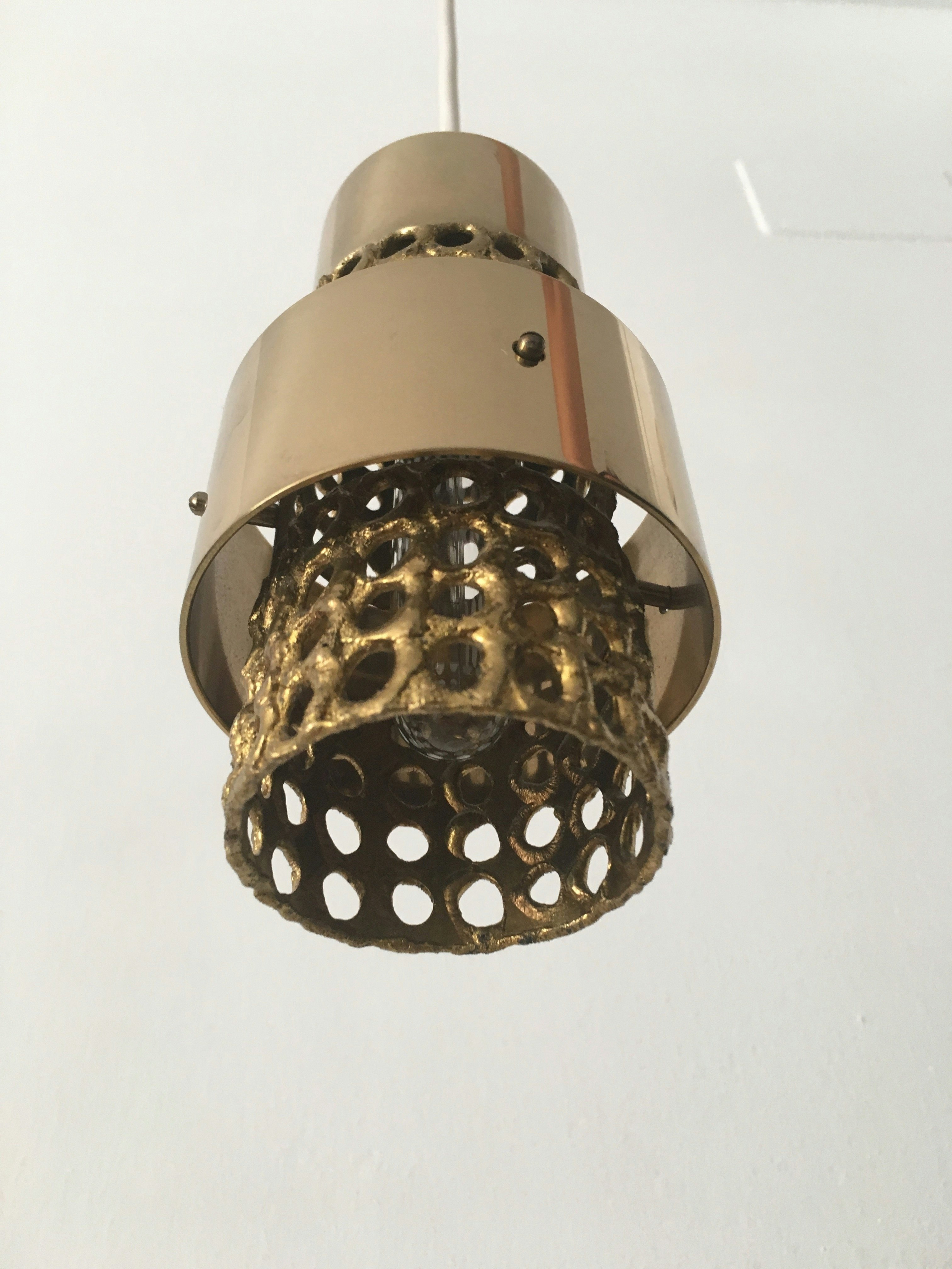 Skultuna Perforated Brass Ceiling Lamp by Pierre Forssell