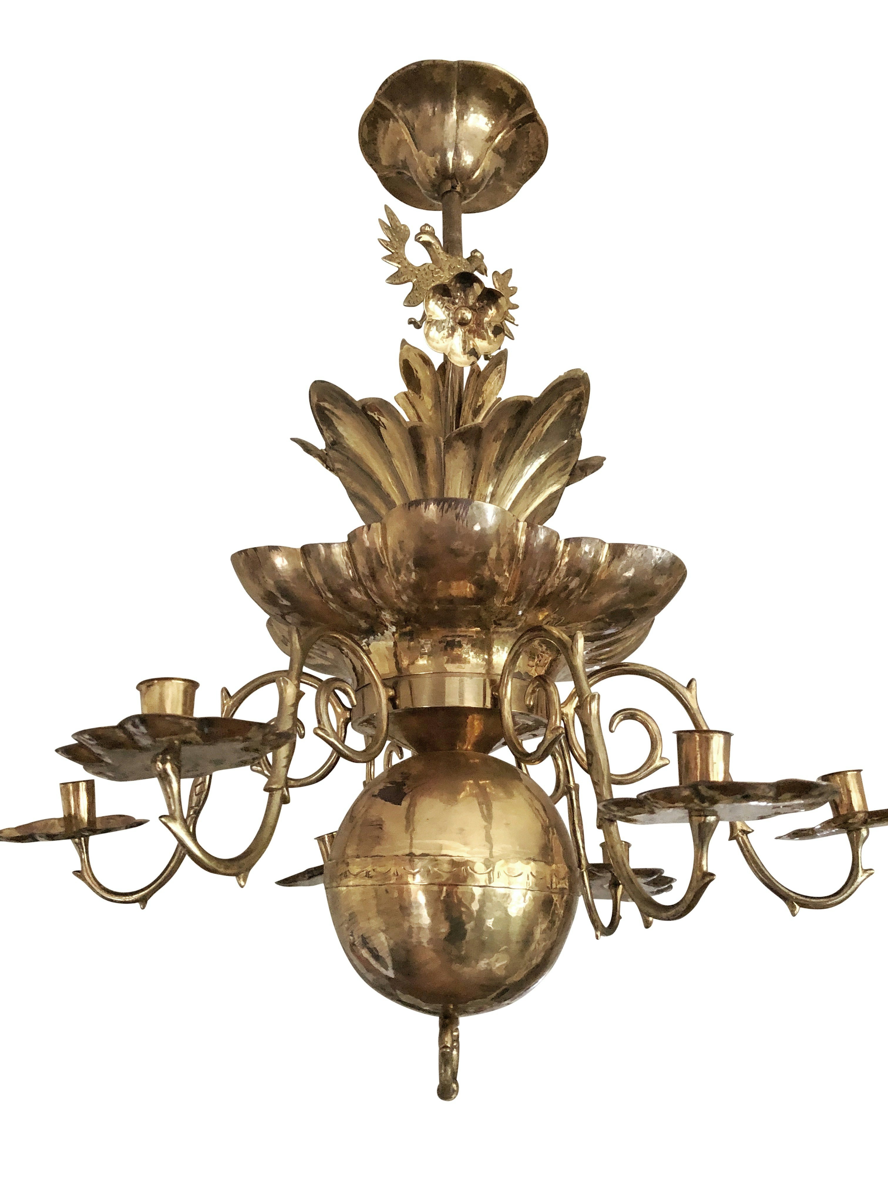 Swedish Grace Arvika Brass Chandelier by Firma Lars Holmström