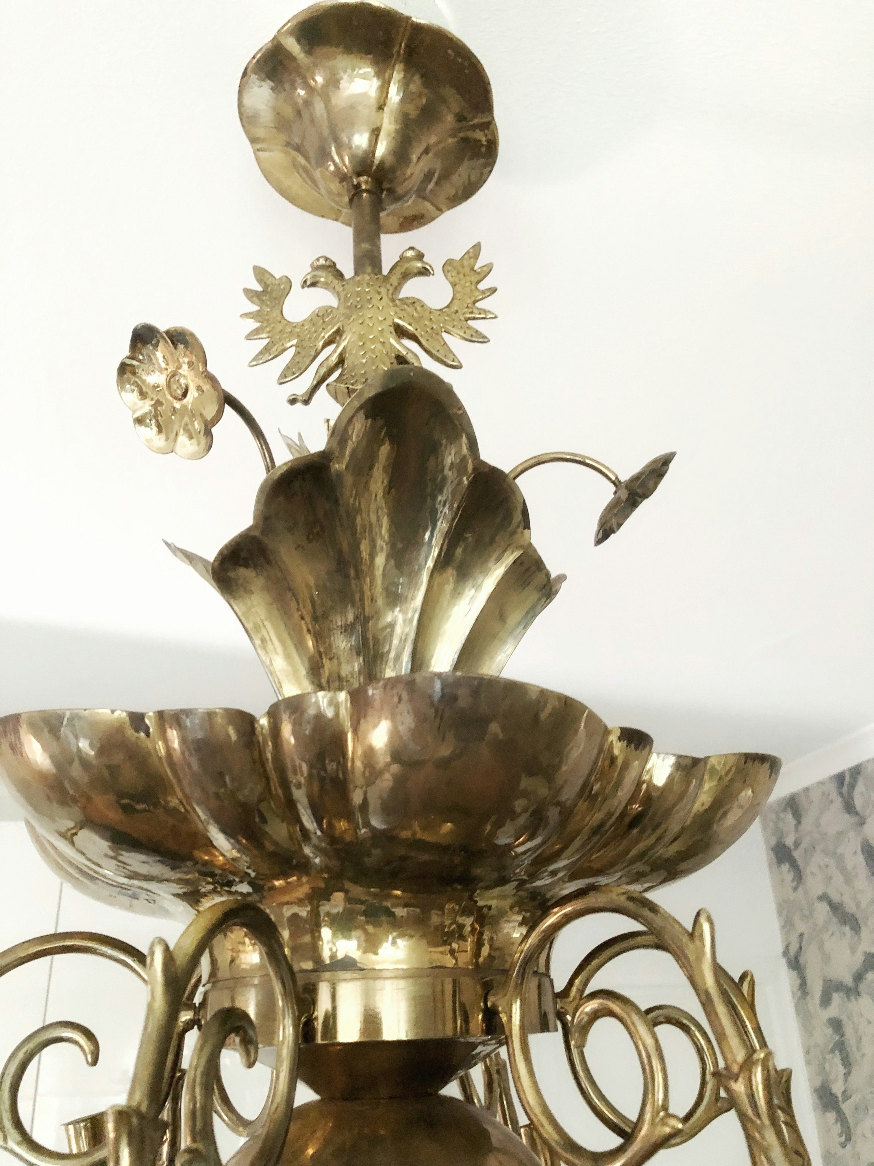 Swedish Grace Arvika Brass Chandelier by Firma Lars Holmström