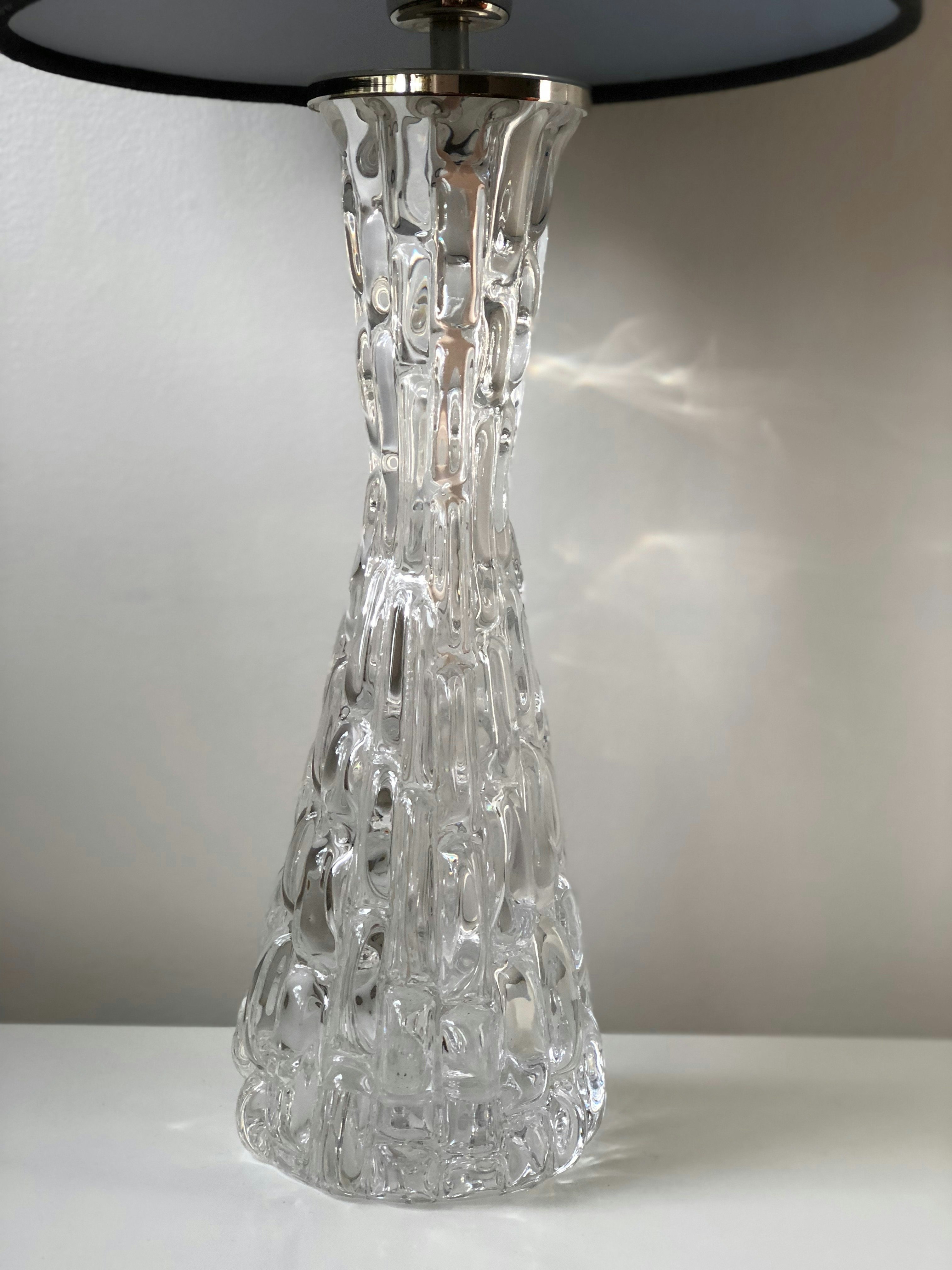 Pair of Orrefors Textured Glass Table lamp RD-1477 by Carl Fagerlund