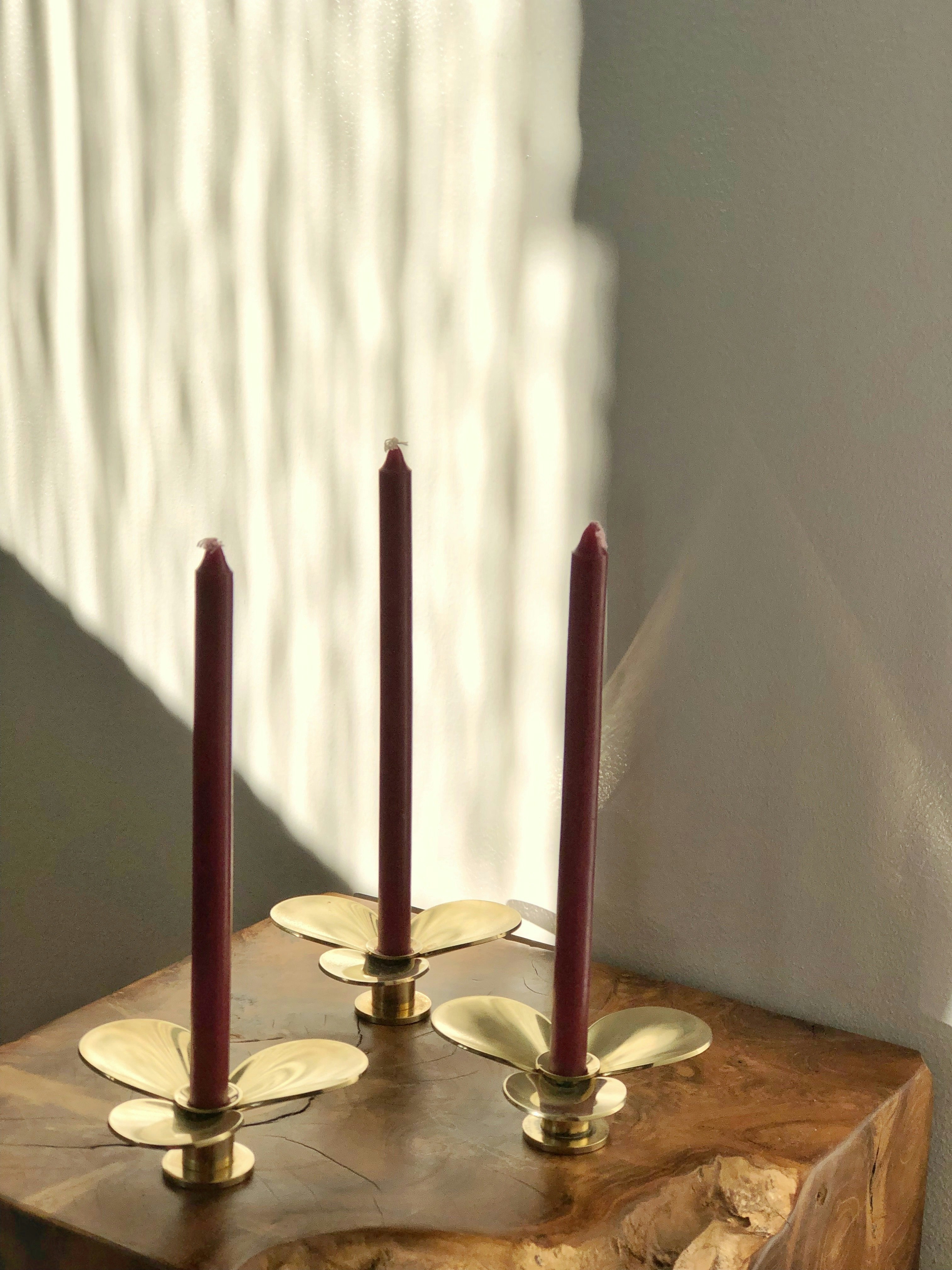 Skultuna set of three brass candle holders 'Propellern' design by Pierre Forssell