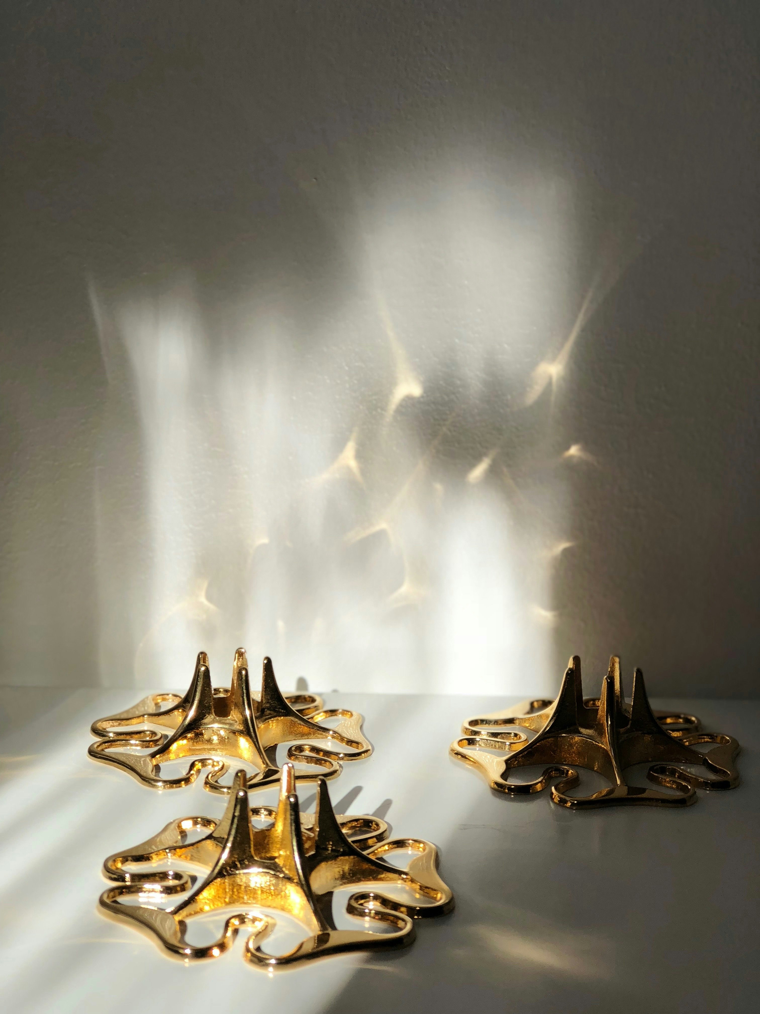 Skultuna brass candle holder 'Mariarosen' design by Pierre Forssell
