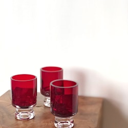 Reijmyre Red Glass Candle Holders, set of three. 1970's.
