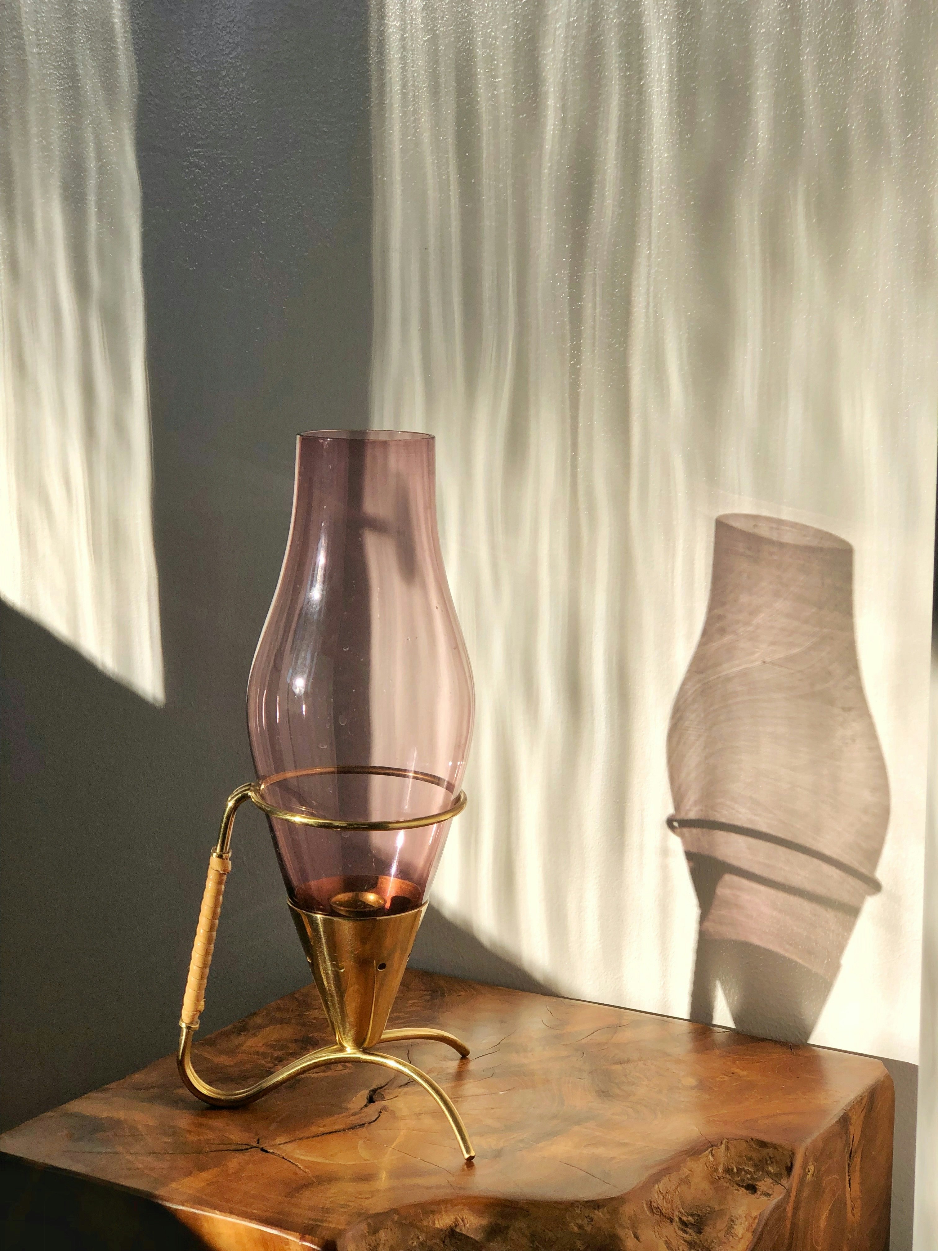 Ystad Metall Pink Candle Light Holder in Brass by Gunnar Ander