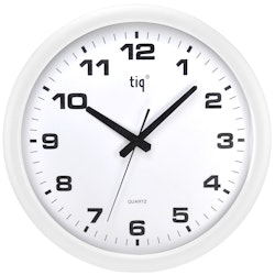 Tiq Väggklocka med ram i vit plast, 40 cm - 851D