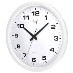 Tiq Väggklocka med ram i vit plast, 40 cm - 851D