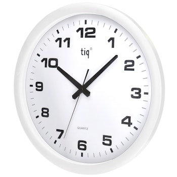 Tiq Väggklocka med ram i vit plast, 40 cm - 851D