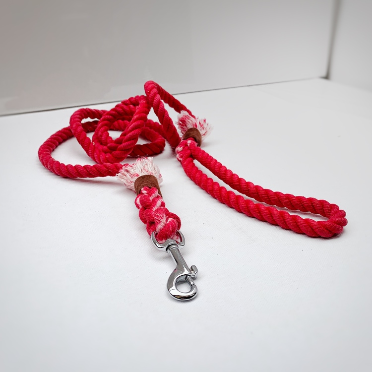 Hundkoppel av rep med röd färg
