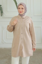 ARMİNE TREND Snap Fastener Skjorta Krage Pocket Tunika Latte