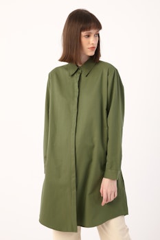 Allday Plus Size Skjorta Tunika - Grön