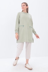 Allday Defne Zipper Pocket Tunika - Grön