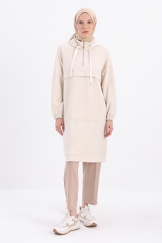 Allday Sweat Tunika med dragkedja - Beige