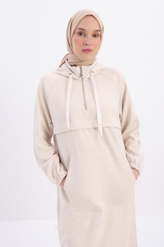 Allday Sweat Tunika med dragkedja - Beige