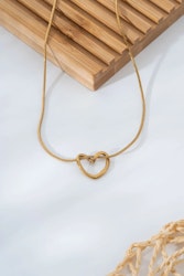 Steel Knot Heart Figured Gold Halsband