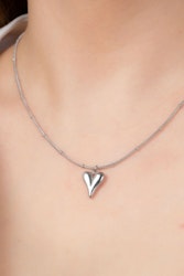 Stål hjärta Silver halsband