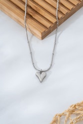 Stål hjärta Silver halsband