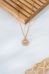 Stål Rosa Sten Halsband