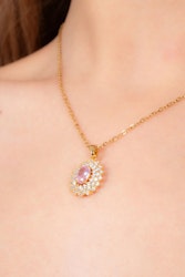 Stål Rosa Sten Halsband