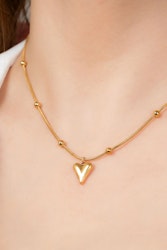 Stål guld hjärta halsband