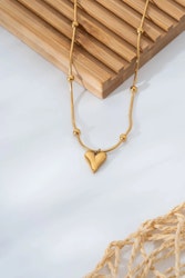 Stål guld hjärta halsband