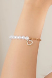 Stål hjärta Pearl Armband