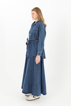 Set med denimskjortkjol för kvinnor