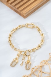 Modernt kedja detaljerat guld VIP-armband