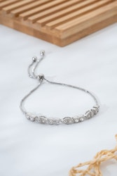 Geometriskt mönstrat silverfärgat justerbart VIP-armband