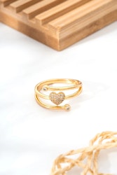 XUPING Heart Figured Stone Detaljerad Guld Gul Damring