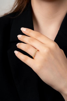 Blommotiv Sten Detaljerad Guld Gul Justerbar Ring