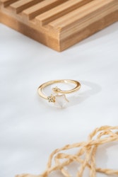 Star Figured Stone Detaljerad Guld Gul Justerbar Ring