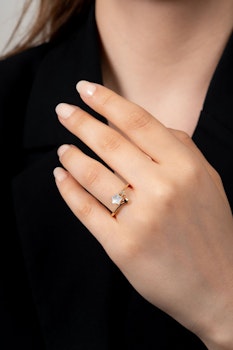 Star Figured Stone Detaljerad Guld Gul Justerbar Ring