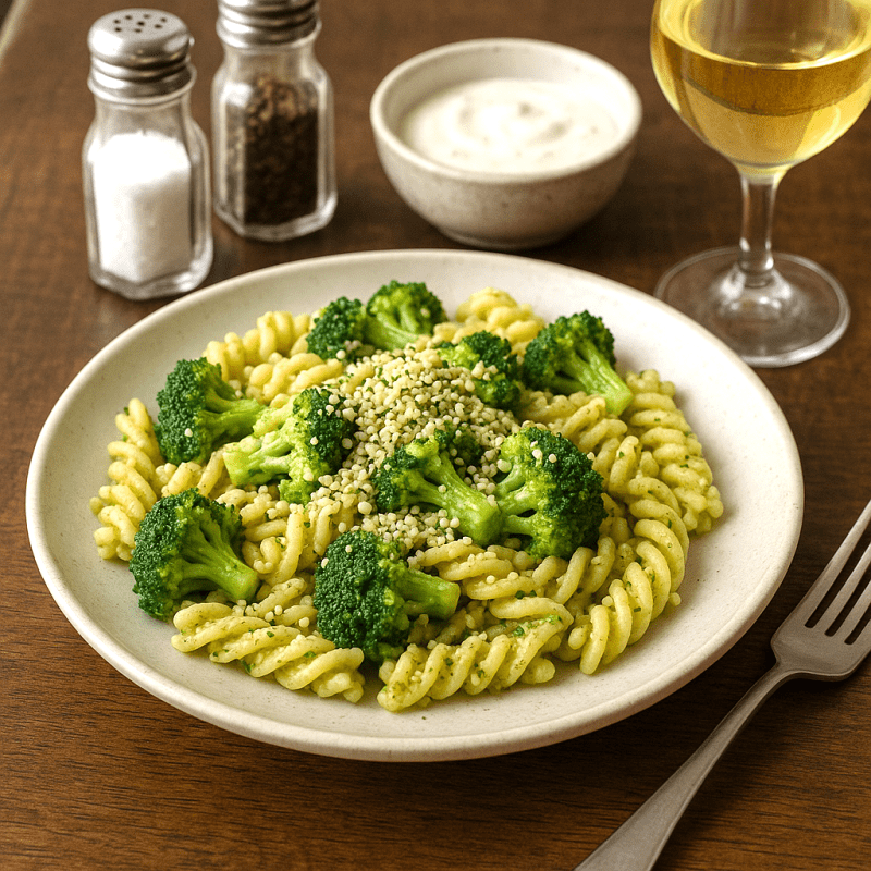 Recept på Rostad Broccoli Pastasallad med HampaPesto