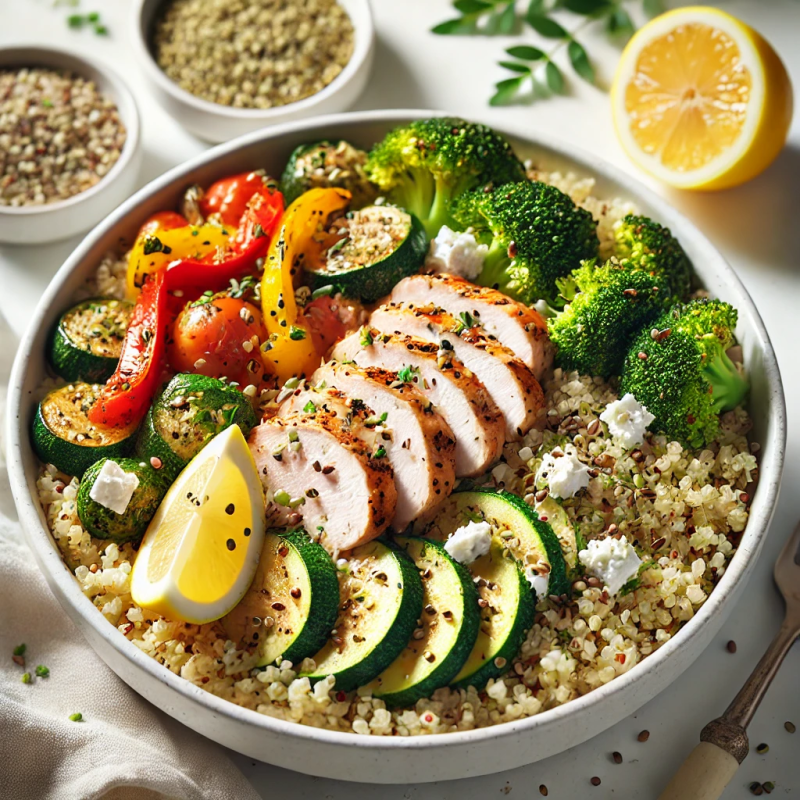 Recept på Quinoaskål med Hampafrön och Kyckling