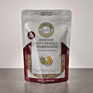 Rostade Gotländska Hampafrön - Kokos & kanel (Skalade)