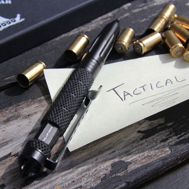 Shellcasings and a Pen Tactical Black.