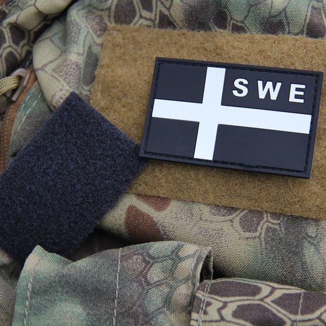 Sweden Flag OPS PVC Black/White Patch.