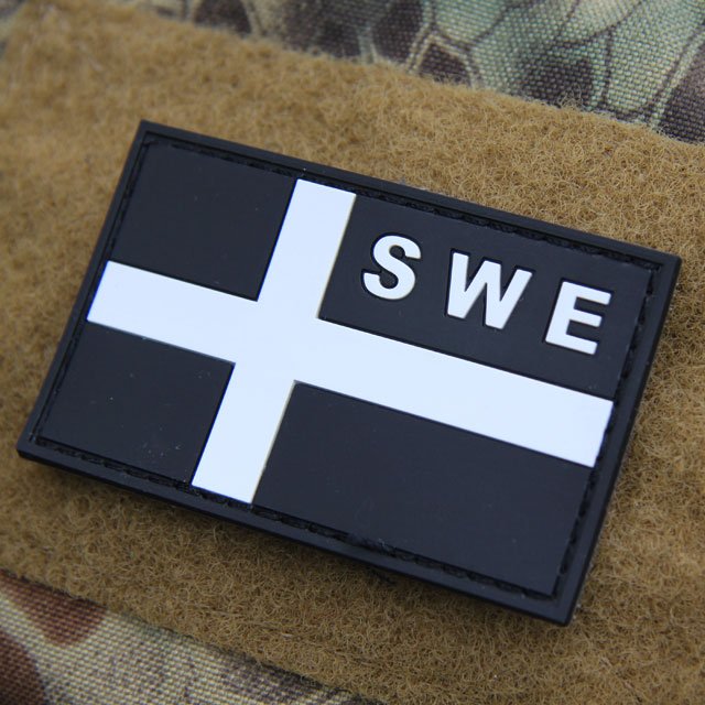 Sweden Flag OPS PVC Black/White Patch.