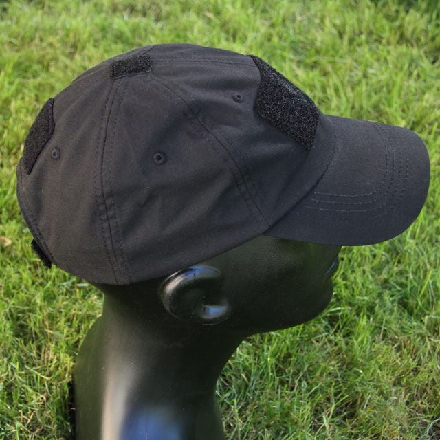 Tactical loop on front, top and back on a Baseball Cap Black.