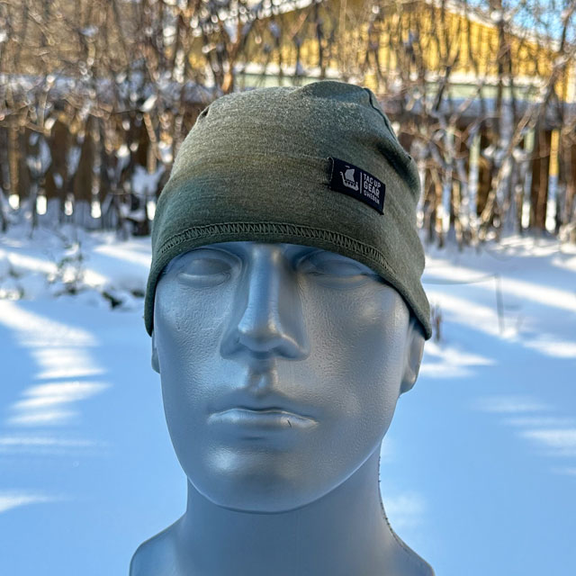 Beanie Merino Wool Green from TAC-UP GEAR seen from the front